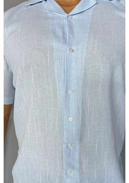 Slim Fit Kendinden Desenli Keten Gömlek modelleri