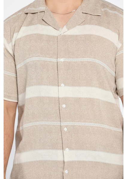 Slim Fit Desenli Keten Gömlek fırsatları