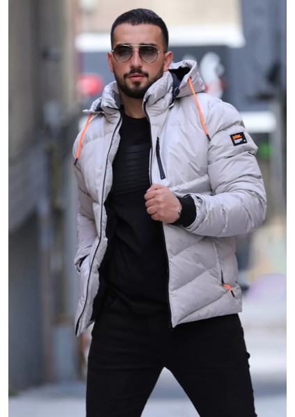 İçi Peluş Fermuarlı Kapüşonlu Erkek Mont P-00013141