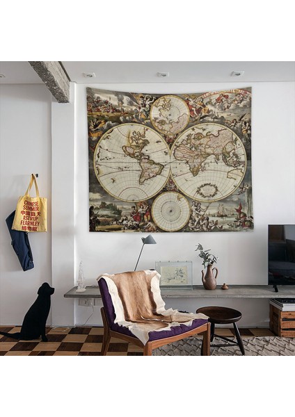 Nova Terrarum Orbis - Antik Dünya Haritası Duvar Örtüsü - 115 cm x 135 cm