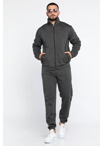 Erkek Dik Yaka Double Face Paça Lastikli Eşofman Takımı
