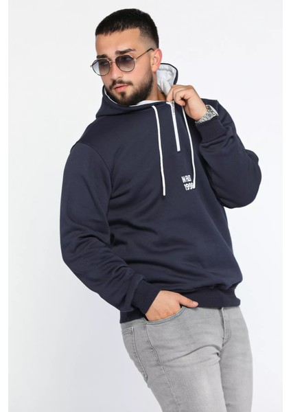 Erkek Kapüşonlu Yarım Fermuarlı Şardonlu Slim Fit Üç Iplik Sweatshirt fiyatları