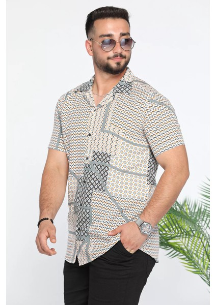 Slim Fit Desenli Viskon Erkek Gömlek