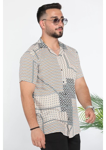 Slim Fit Desenli Viskon Erkek Gömlek fiyatları