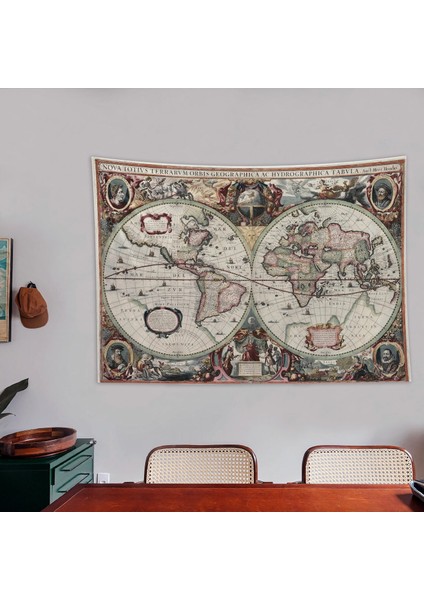 Terrarum Orbis Tabula - Antik Dünya Haritası Duvar Örtüsü - 100 cm x 140 cm