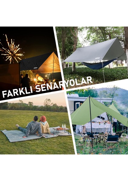 Tarp Gölgelik Tente, Hafif Taşınabilir Örtü Branda Outdoor Kamp Tente 300X300 cm - Siyah