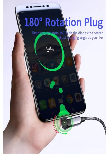 J7 Micro Usb 180 Derece 3A Şarj Kablosu -2mt