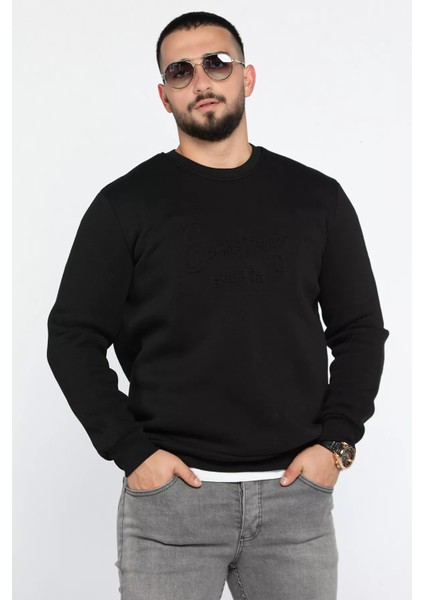 Erkek Bisiklet Yaka Şardonlu Üç Iplik Sweatshirt