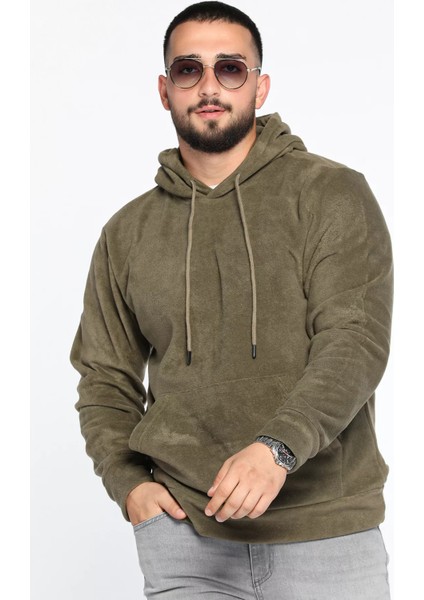 Kapüşonlu Kanguru Cepli Erkek Polar Sweatshirt