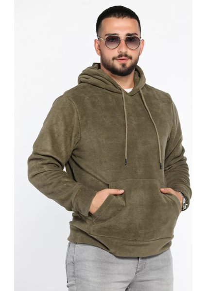 Kapüşonlu Kanguru Cepli Erkek Polar Sweatshirt