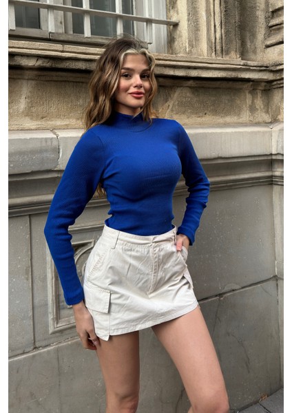 Saks Yarım Balıkçı Şardonlu Fitilli Bluz fırsatları