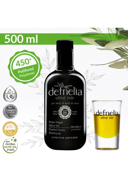 Yeni Hasat Sağlık Amaçlı Içmelik 483+ Polifenole Sahip Hayat Damlası Natürel Sızma Zeytinyağı 500 ml