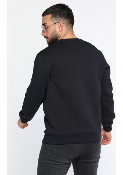 Erkek Bisiklet Yaka Şardonlu Üç Iplik Sweatshirt