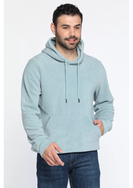 Kapüşonlu Kanguru Cepli Erkek Polar Sweatshirt