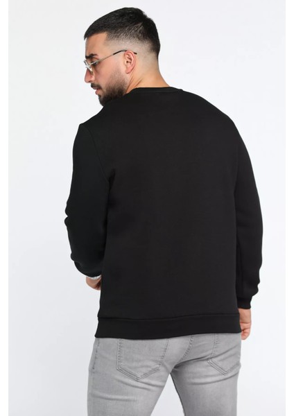 Bisiklet Yaka Kabartma Baskılı Üç Iplik Şardonlu Erkek Sweatshirt modelleri