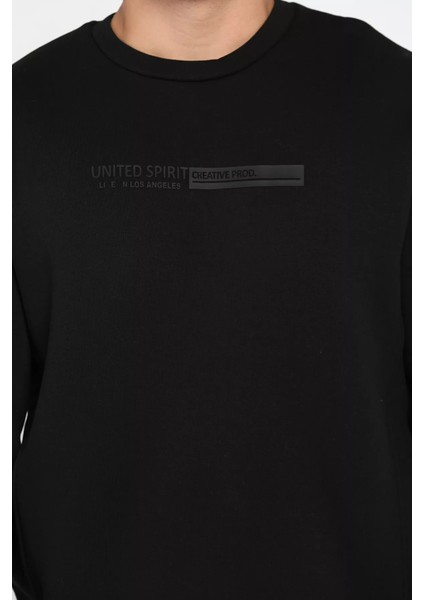 Bisiklet Yaka Kabartma Baskılı Üç Iplik Şardonlu Erkek Sweatshirt fırsatları