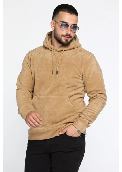 Kapüşonlu Kanguru Cepli Erkek Polar Sweatshirt