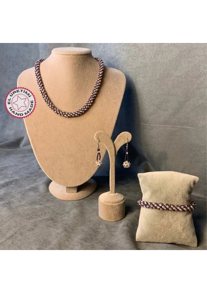 Uretti El Yapımı Kolye - Bileklik - Küpe 3'lü Set