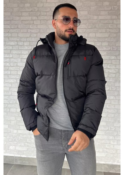 Kapüşonlu Fermuarlı Içi Peluş Erkek Mont
