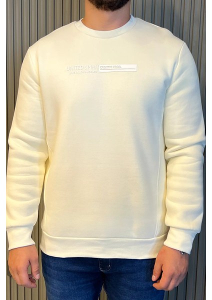 Bisiklet Yaka Kabartma Baskılı Üç Iplik Şardonlu Erkek Sweatshirt fırsatları