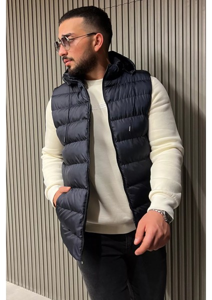 Kapüşonlu Astarlı Erkek Şişme Yelek P-00013112