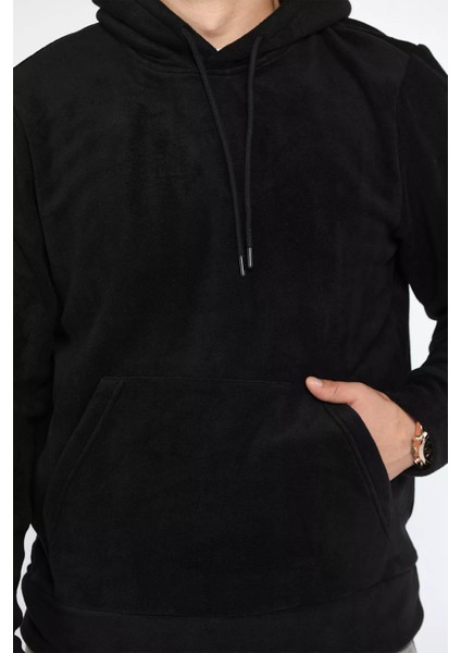 Kapüşonlu Kanguru Cepli Erkek Polar Sweatshirt fırsatları