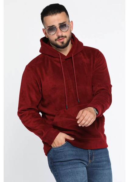 Kapüşonlu Kanguru Cepli Erkek Polar Sweatshirt