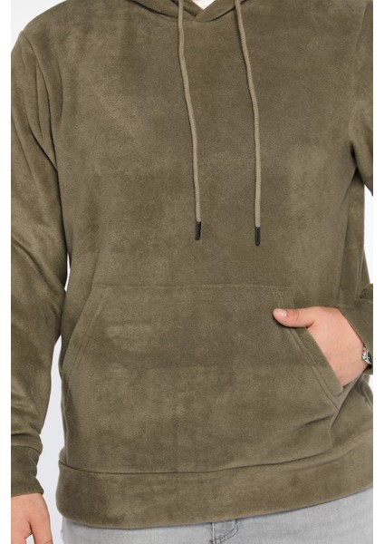 Kapüşonlu Kanguru Cepli Erkek Polar Sweatshirt fırsatları