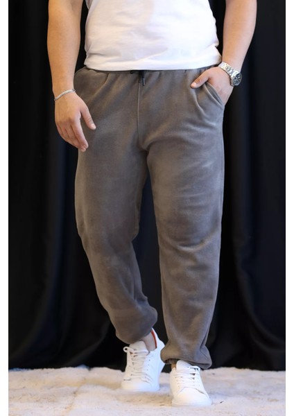 Erkek Bel ve Paça Lastikli Polar Eşofman Altı