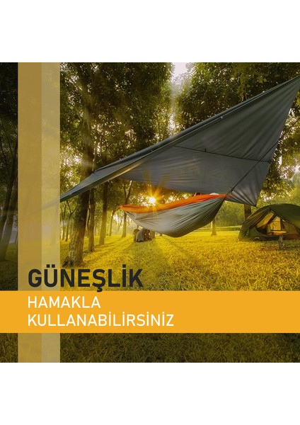 Tarp Gölgelik Tente, Taşınabilir Hafif Branda Kamp Çadırı Brandası Seyahat 300X300 Cm- Gri