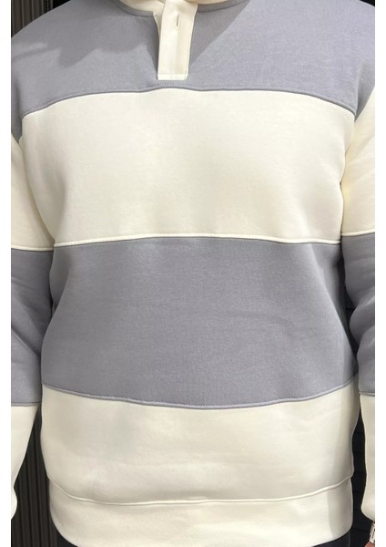 Polo Yaka Renk Garnili Üç Iplik Şardonlu Erkek Sweatshirt fırsatları