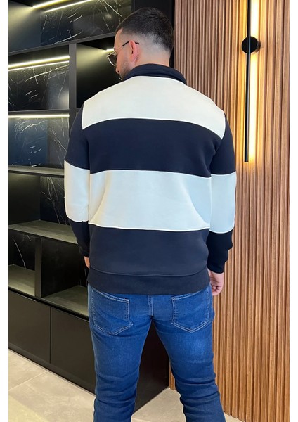 Polo Yaka Renk Garnili Üç Iplik Şardonlu Erkek Sweatshirt modelleri