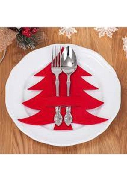 6 Lı Yılbaşı Noel Ağacı Masa Düzeni Keçe Kaşıklık