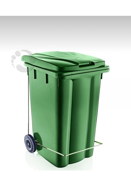 Yeşil Plastik Metal Pedallı Çöp Konteyneri 240 Litre Konteyner - Isıya Dayanıklı Malzeme -