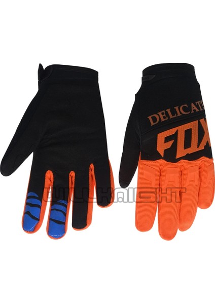 Turuncu Tarzı L Beden Narin Tilki Motosiklet Yarışı Eldiveni Scooter Lokomotif Motokros Mavi Sarı Eldiven (Yurt Dışından)