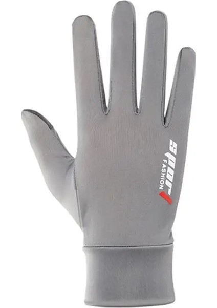 Tam Parmak Gri Stili Buz Ipek Kaymaz Eldivenler Nefes Alabilir Doğa Sporları Sürüş Sürme Dokunmatik Ekran Motosiklet Eldivenleri Ince Anti-Uv Koruması (Yurt Dışından)