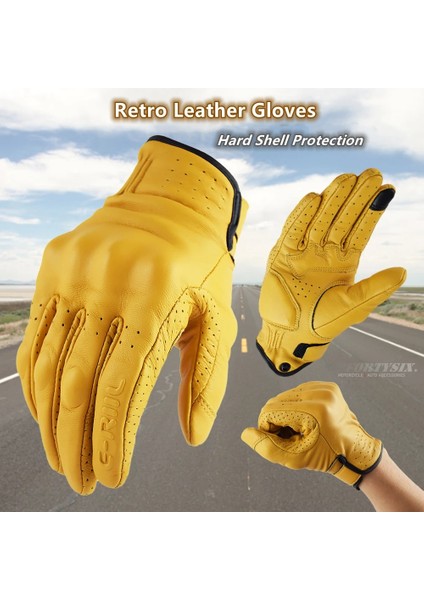 SU14 Siyah Stil Xl Beden Retro Deri Motosiklet Eldivenleri Lokomotif Guantes Erkek Kadın Yarış Motosiklet Eldivenleri Off-Road Mx Mtb Dh Bisiklet Tüm Sezon Luvas (Yurt Dışından)