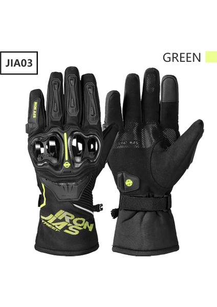 KIŞ-JIA03-YEŞIL Stil L Beden Demir Jıa's Motosiklet Eldivenleri Kış Su Geçirmez Rüzgar Geçirmez Dokunmatik Ekran Moto Koruyucu Dişli Motokros Motosiklet Sürme Eldivenleri (Yurt Dışından)