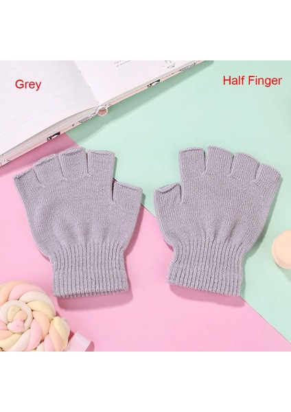 Gri-Yarım Tarzı 1 Çift Yeni Yenilik Menwomen Siyah Örme Streç Elastik Sıcak Yarım Parmak Parmaksız Eldiven Açık Bisiklet Motosiklet Aksesuarı (Yurt Dışından)