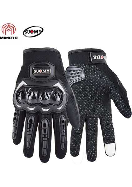 SU33 Siyah Stil M Beden Suomy Vintage Deri Motosiklet Eldivenleri Tam Parmak Motosiklet Ekipmanları Kadın Erkek Kahverengi Atv Binici Spor Eldiven Korumak Guantes (Yurt Dışından)