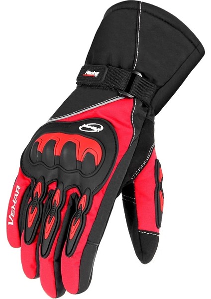 Wp-01-Rd Eldiven Stili L Beden Vemar Motosiklet Eldivenleri Su Geçirmez Kış Moto Eldivenleri Termal Polar Astarlı Kış Dokunmatik Ekran Kaymaz Motosiklet Binme Eldivenleri# (Yurt Dışından)