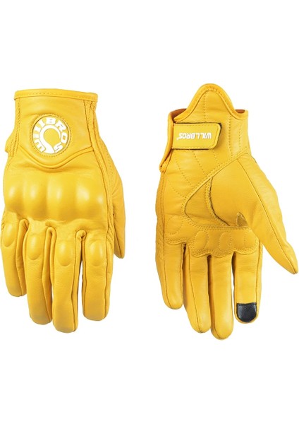 Sarı Stil M Beden Lokomotif Eldivenleri Mtb Bisiklet Sürme Willbros Deri Guantes Motosiklet Yarışı Enduro Guants Scooter Motosiklet Sarı Luvas Erkekler (Yurt Dışından)