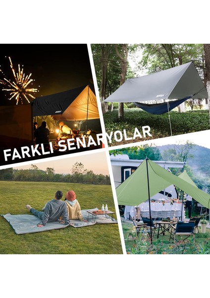 Su Geçirmez Tarp Tente Gölgelik Örtü,yağmurluk Karavan Gölgelik Güneşilk 300X300 cm - Yeşil