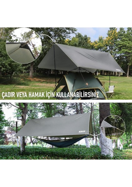 Su Geçirmez Tarp Tente Gölgelik Örtü,yağmurluk Karavan Gölgelik Güneşilk 300X300 cm - Yeşil