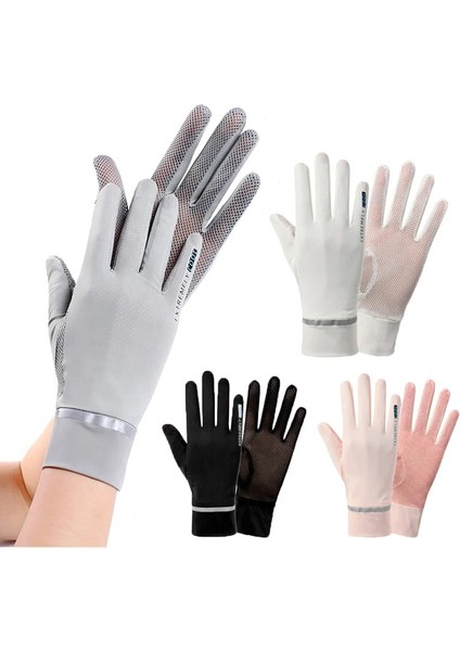 Logo Stili ile Pembe Buz Ipek Eldivenler Uv Koruma Yaz Nefes Alabilir Örgü Eldiven Araba Motosiklet Bisiklet Sürüş Sporları Için Anti-Uv Ince Eldiven Unisex (Yurt Dışından)
