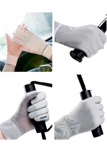 Logo Stili ile Pembe Buz Ipek Eldivenler Uv Koruma Yaz Nefes Alabilir Örgü Eldiven Araba Motosiklet Bisiklet Sürüş Sporları Için Anti-Uv Ince Eldiven Unisex (Yurt Dışından)