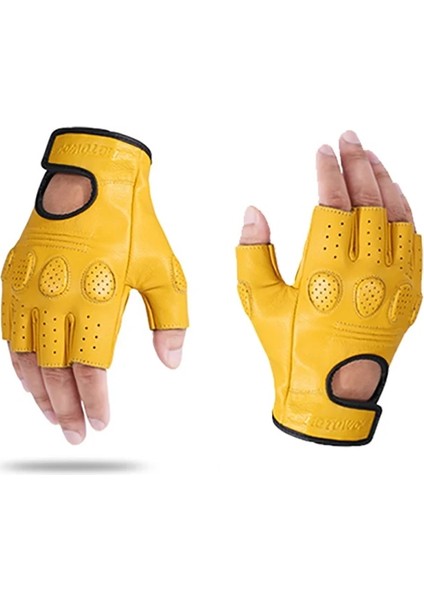 Yarım Parmak Sarı Stil L Beden Summerwinter Motosiklet Koyun Derisi Deri Eldiven Erkek Kadın Motokros Eldiven Tam Parmak Sürme Moto Eldiven Guantes Eldiven M-Xxl (Yurt Dışından)