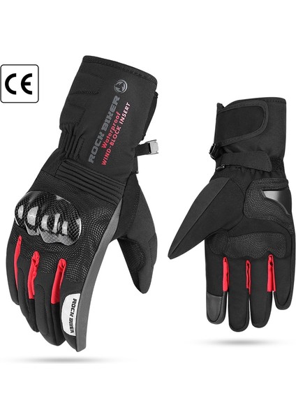 Karbon Fiber Kırmızı Stil M Beden Kemimoto Kış Motosiklet Eldivenleri Dokunmatik Ekran Motokros Su Geçirmez Rüzgar Geçirmez Koruyucu Kış Eldivenleri Erkekler Guantes Moto Luvas (Yurt Dışından)