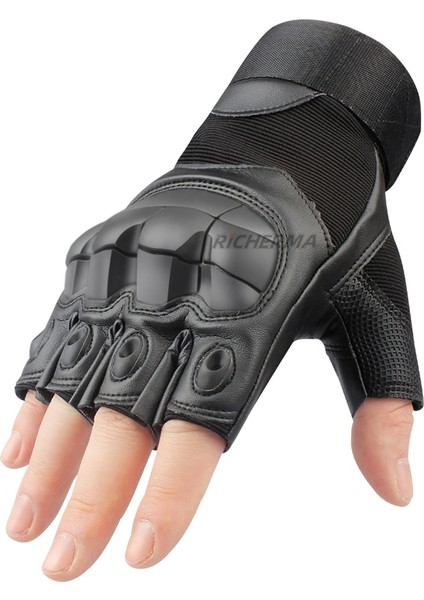 Siyah Stil Xl Beden Parmaksız Eldiven Sert Knuckles Deri Yaz Bisiklet Eldiven Yarım Parmak Motosiklet Eldiven Erkekler Mtb Yarış Sürme Koruyucu Dişli (Yurt Dışından)