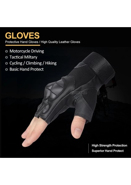 Siyah Stil Xl Beden Parmaksız Eldiven Sert Knuckles Deri Yaz Bisiklet Eldiven Yarım Parmak Motosiklet Eldiven Erkekler Mtb Yarış Sürme Koruyucu Dişli (Yurt Dışından)